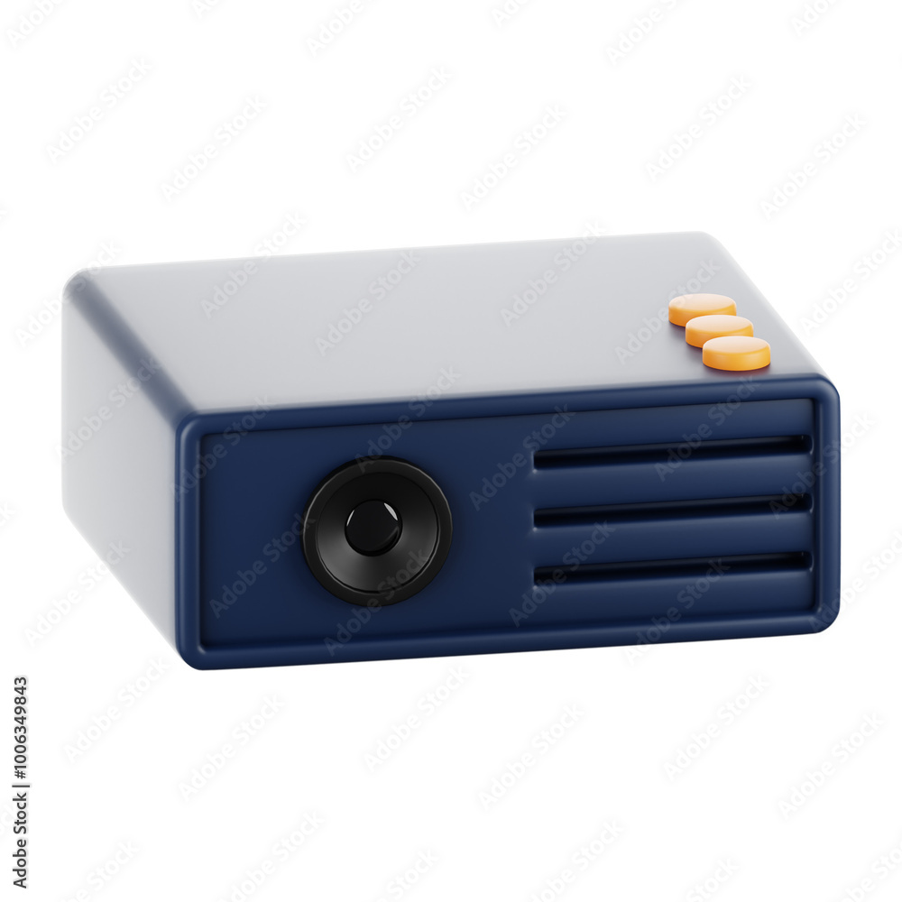 Poster 3d rendering office icon concept. 3d render projector