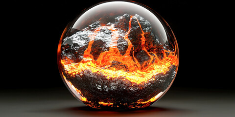 A glass ball with a lava flow inside of it