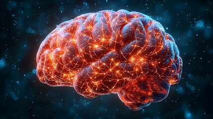 Obraz premium 3D Visualization of Human Brain with Neural Connections