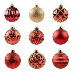 Colorful Christmas ornaments, isolated on white background.