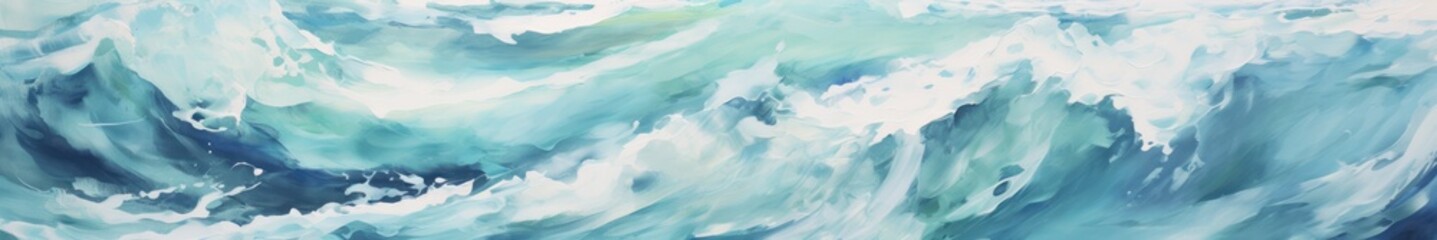 Abstract Ocean Waves Texture. Serene Aqua Blue and White Fluid Art Background