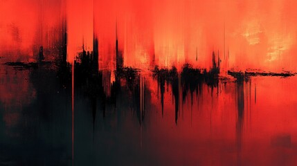 Obraz premium Abstract Cityscape in Red and Black