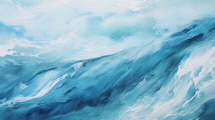 Fototapeta premium Abstract Ocean Waves Texture. Serene Aqua Blue and White Fluid Art Background
