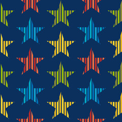 Abstract colorful stars and stripes seamless pattern texture background.Beautiful Scandinavian folk design.Geometric ornament. Illustration for print decor,Christmas Holiday,home decor,wraping paper