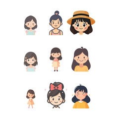 vegetable colorful faces in vector art style