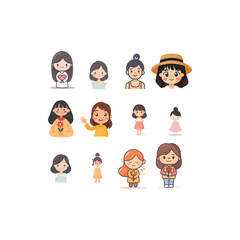 vegetable colorful faces in vector art style