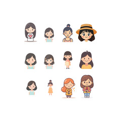 vegetable colorful faces in vector art style