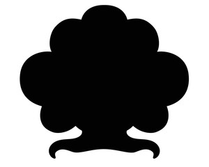 Bush with roots, small plant - vector silhouette illustration for sign or logo. Shrub - botanical pictogram or icon