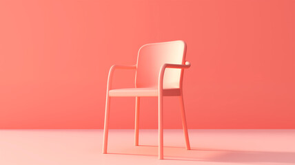 Obraz premium Pink chair on a pink background. Minimalistic design. 3D rendering. Generative AI