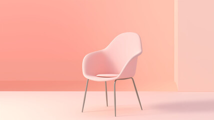 Pink chair on a pink background. Minimalistic design. 3D rendering. Generative AI