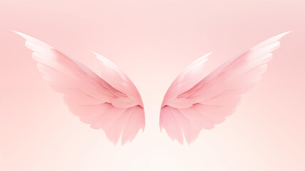 Pink wings on a soft pink background. Generative AI