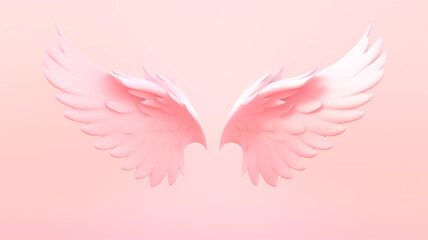 Obraz premium Pink wings on a soft pink background. Generative AI