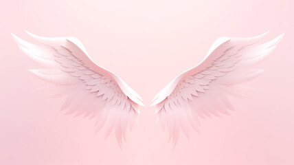 Pink wings on a soft pink background. Generative AI