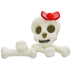 Halloween Skull with Red Bow