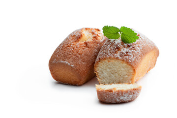 Mini loaf cakes isolated on white background
