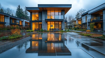 Obraz premium Modern architecture with reflecting pool