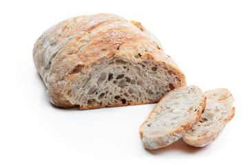 Sliced Sourdough Bread isolated on white background