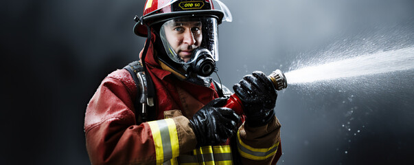 Naklejka premium Firefighter in full gear