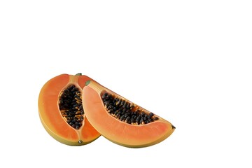 Papaya fruit with half cut, on Blue background, high resolution