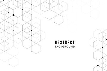 Abstract black hexagon background with dots and lines