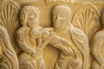 Massacre of the Innocents, Romanesque capital, San Pedro el Viejo Monastery, Huesca, Aragon...