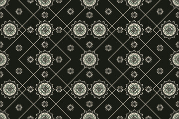Geometric ethnic flower pattern for background,fabric,wrapping,clothing,wallpaper, needlework, other