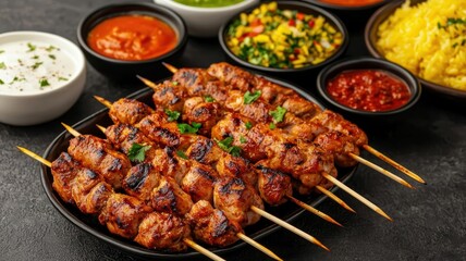 Grilled halal chicken skewers