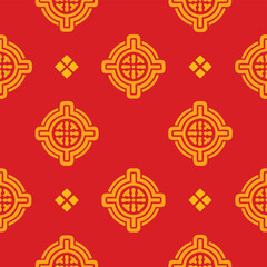 red and golden chinese seamless vector retro renew pattern illustration, Ethnic seamless pattern,  Perfect for Textile, Wallpaper, and Backgrounds
