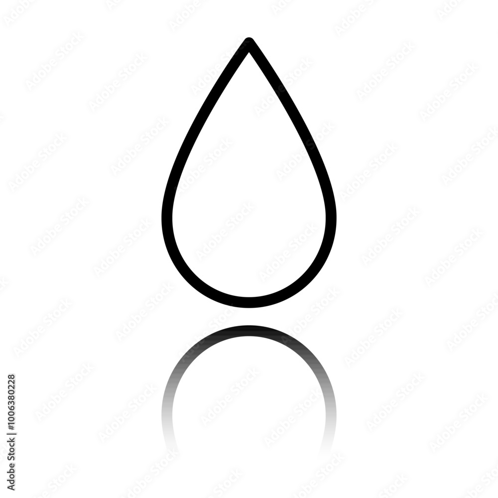 Poster water drop simple icon vector. flat design. black icon with mirror reflection. white background