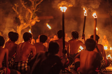 UBUD, BALI, INDONESIA: Kecak dance and song, performance of traditional balinese arts