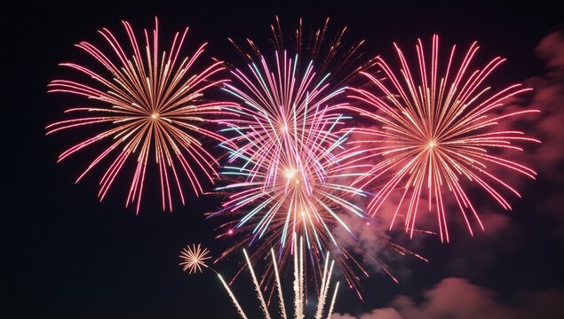 Colorful greetings for Happy New Year 2025 with dazzling fireworks and sparkles