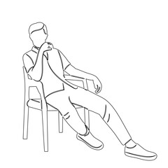 man sitting on a chair sketch on a white background, vector
