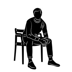 man sitting on chair silhouette on white background, vector