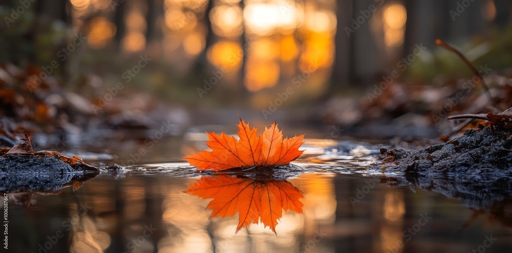 Poster designed to promote autumn activities and end-of-year activities with soft focus light and bokeh bac