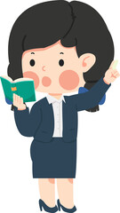 Female Teacher Teaching While Holding A Book