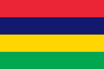 National Flag Republic of Mauritius, Four horizontal bands of red, blue, yellow and green