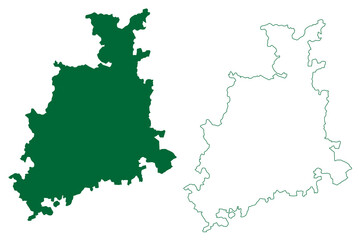 Surendranagar district (Gujarat State, Republic of India) map vector illustration, scribble sketch Surendranagar map