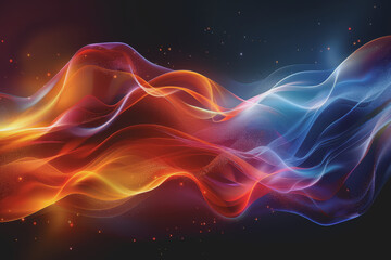 Obraz premium Abstract background with multicolored glowing waves on a black background. curve display.