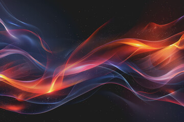 Obraz premium Abstract background with multicolored glowing waves on a black background. curve display.