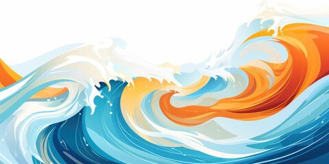 Playful Vibrant Ocean Wave Illustration. Dynamic Aquatic Oceanscape with Vivid Colors and Fluid Motion. Cheerful atmosphere