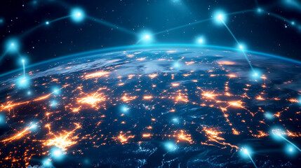 Obraz premium Global Network of Interconnected Business Hubs