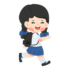 Kid girl Student with Backpack