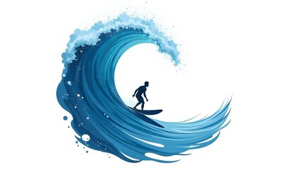 Obraz premium Circular Wave with a Surfboard