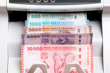 Tanzanian shilling in the counting machine