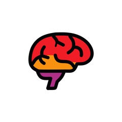 Brain color icon. Cerebellum Vector illustration in flat style.