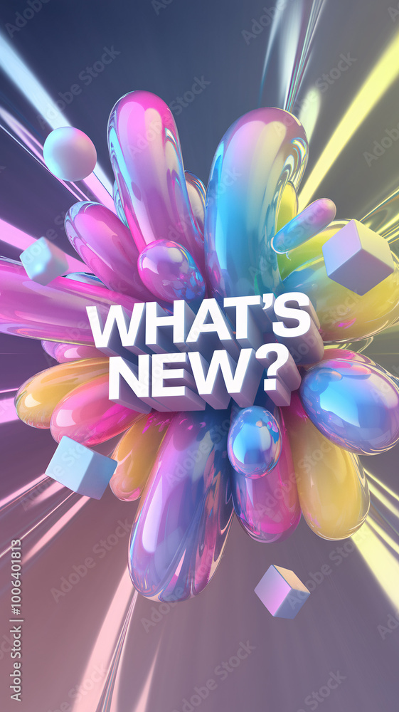 Poster colorful, futuristic 3d design with the text 