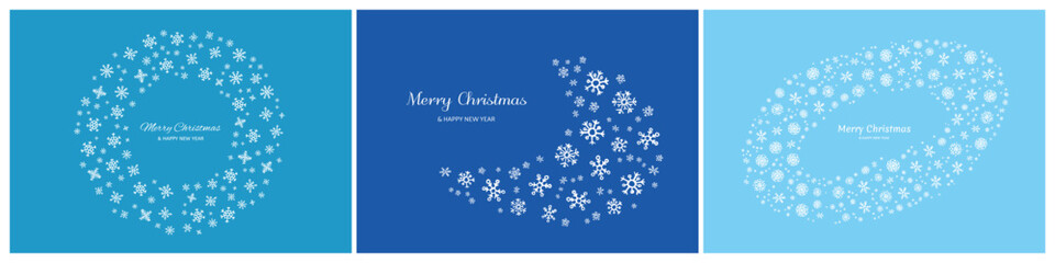 Set of Merry Christmas backgrounds with snowflakes