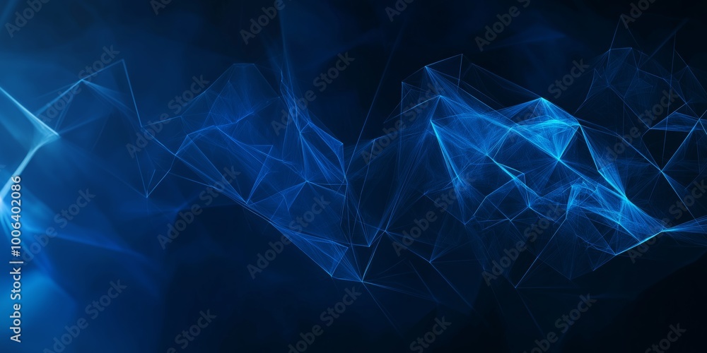 Poster a blue background with a blue line that is made up of many small squares. the squares are all differ