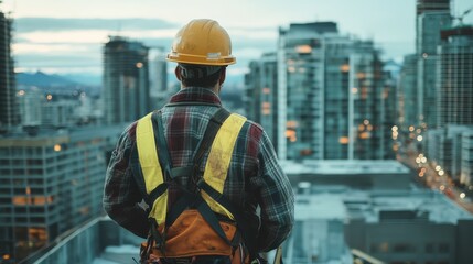 Confident Construction Worker Standing on Site with Tools for Project Promotion