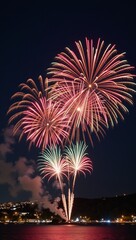 Vibrant New Year backdrop showcasing glittering fireworks and shimmering lights